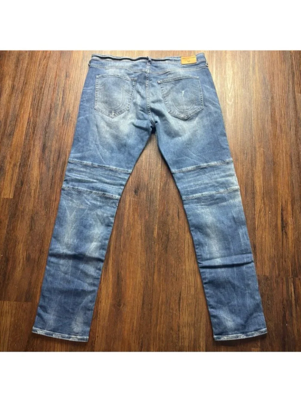 True Religion Geno Relaxed Slim Biker Jeans Distressed Medium Wash Men’s Size 38